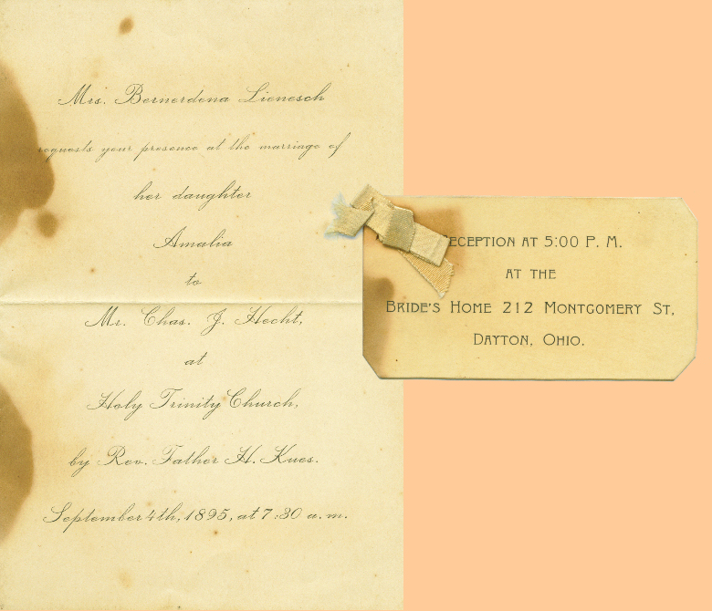 Invitation to the wedding of Amalia Lienesch and Charles J. Hecht