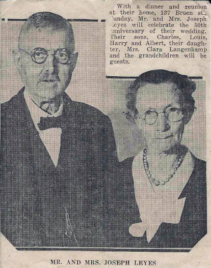 Joseph and Mary Leyes celebrated their 50th wedding anniversary in 1933