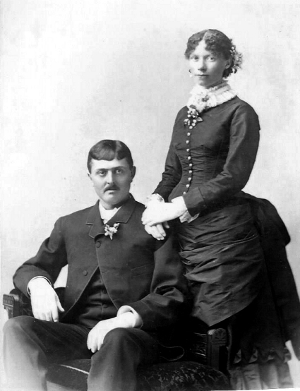 The formal wedding portrait of Joseph and Mary Leyes