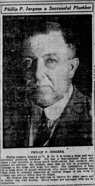 Phillip P. Jergens item in the Dayton Herald, 23 September 1925