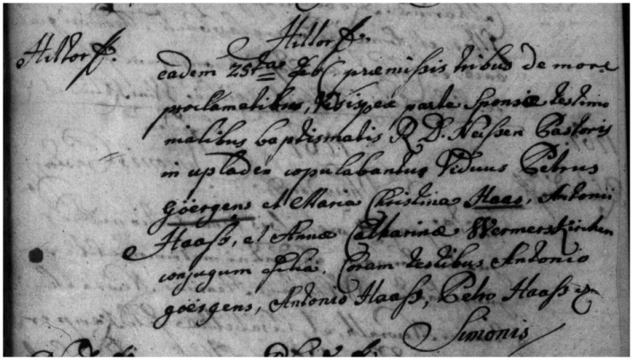 Johann Peter Goergens marriage record