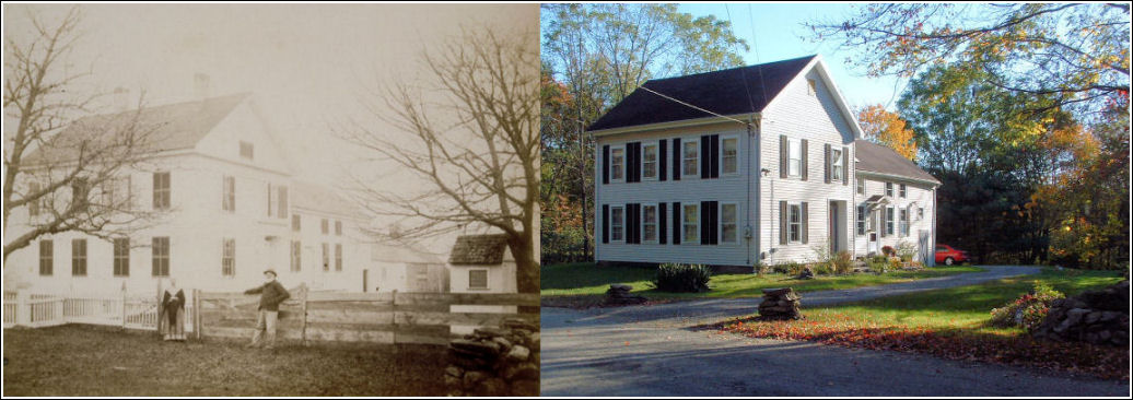Left: Fidelia and Elhanan Watson Sr. at their Hampton, CT, house.  Right: The same house in 2006, photographed by the author