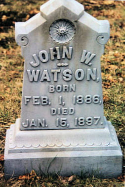 Headstone for John W. Watson (1886‐1897) at Gallup Cemetery in Sterling, Connecticut