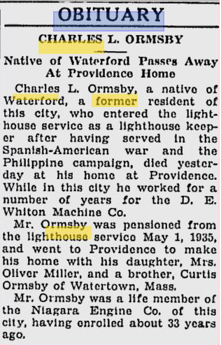 1936 obituary of Charles L. Ormsby