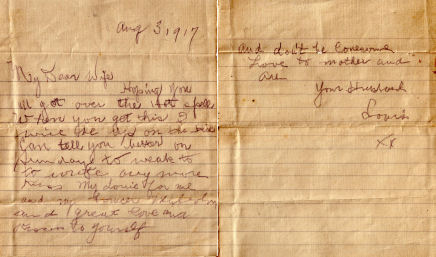 Louis Schenot’s last letter to his wife Clara Louis Schenot’s letter to wife Clara, 1917