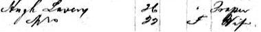 Hugh Lavery and wife listed in the ship’s manifest for the S.S. State of Nevada. The Laverys on the manifest for the S.S. State of Nevada>