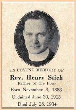 Rev. Henry Stich, son of Andrew and Catherine (Leyes) Stich Rev. Henry Stich