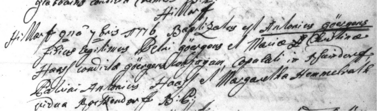Anton Goergens baptismal record
