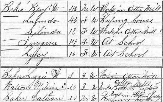 Baker and Watson families in the 1870 census in Killingly, CT Baker and Watson families in the 1870 census in Killingly, CT