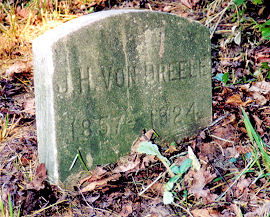 John Henry von Dreele’s headstone Hen Drill’s headstone