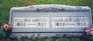 William and Emma Mackey’s headstone, Ligonier Valley Cemetery William and Emma Mackey’s headstone