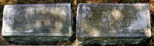headstones of Nell, Carl, and Martha von Dreele headstones