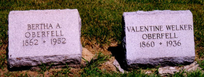 headstones of Bertha and Valentine Oberfell Oberfell headstones