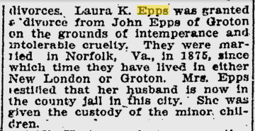 And then she takes up with another drunk.... notice of Katherine Epp's divorce from John Epps