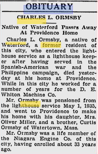 Thanks for the good clues, Charles! 1936 obituary of Charles L. Ormsby