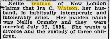 Apparently Ira was nasty when drunk. Nellie sues Ira for divorce